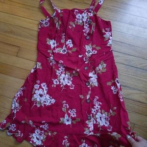 Red floral dress